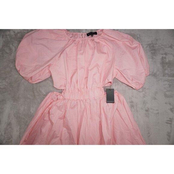 Eloquii Pink Puff-Sleeve Cut-Out Waist Midi Dress | Size 18 | Feminine & Chic - Picture 6 of 12